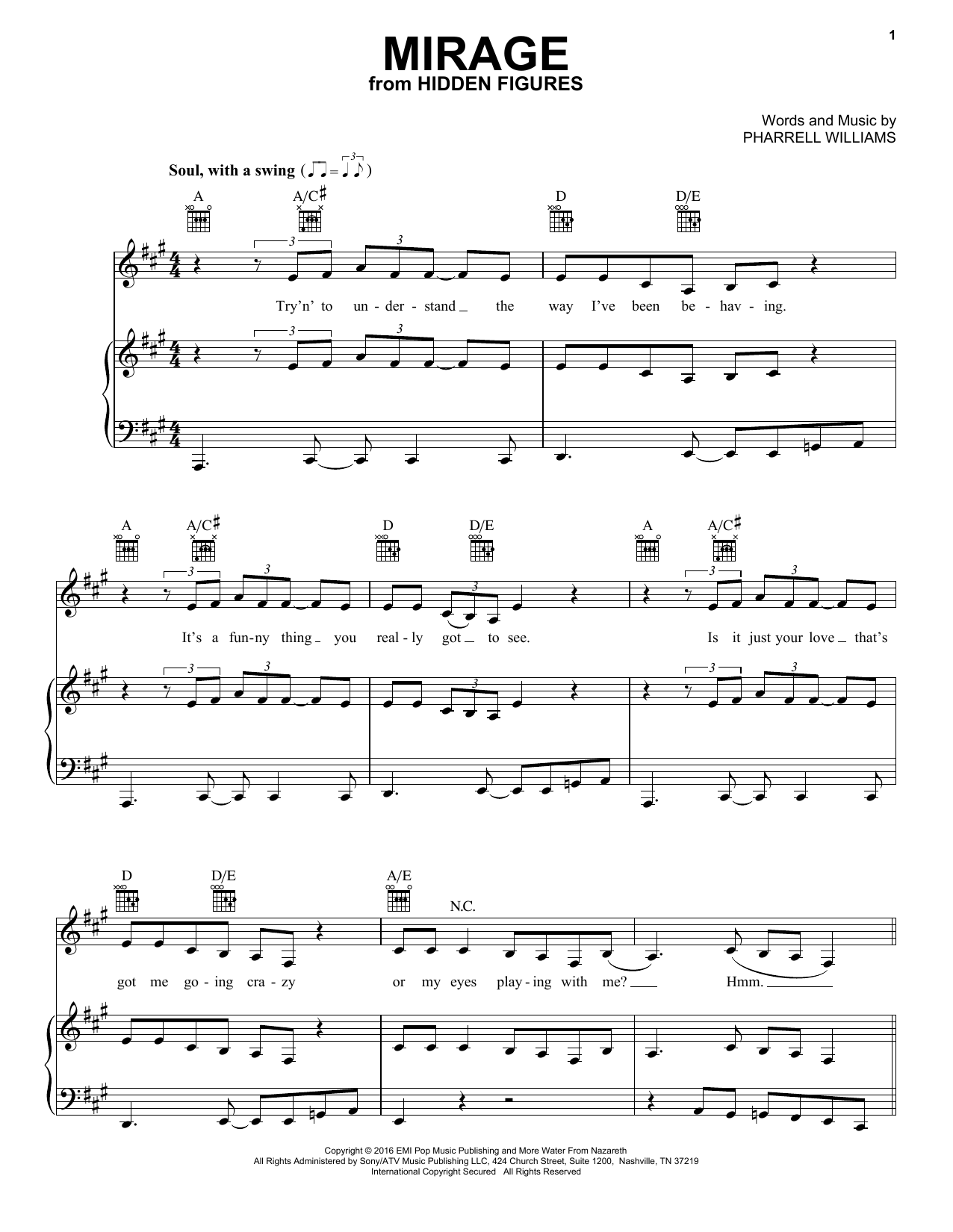 Mary J. Blige Mirage Sheet Music Notes & Chords for Piano, Vocal & Guitar (Right-Hand Melody) - Download or Print PDF