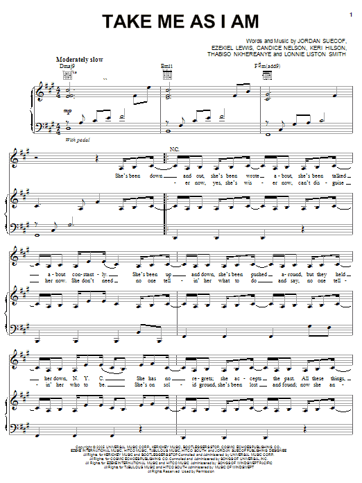 Mary J. Blige Take Me As I Am Sheet Music Notes & Chords for Piano, Vocal & Guitar (Right-Hand Melody) - Download or Print PDF