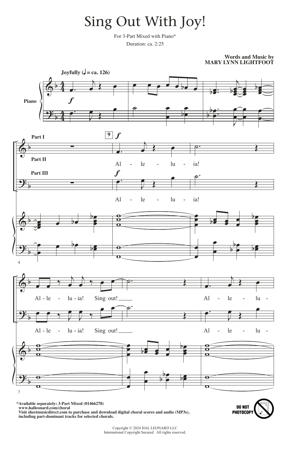 Mary Lynn Lightfoot Sing Out With Joy! Sheet Music Notes & Chords for 3-Part Mixed Choir - Download or Print PDF