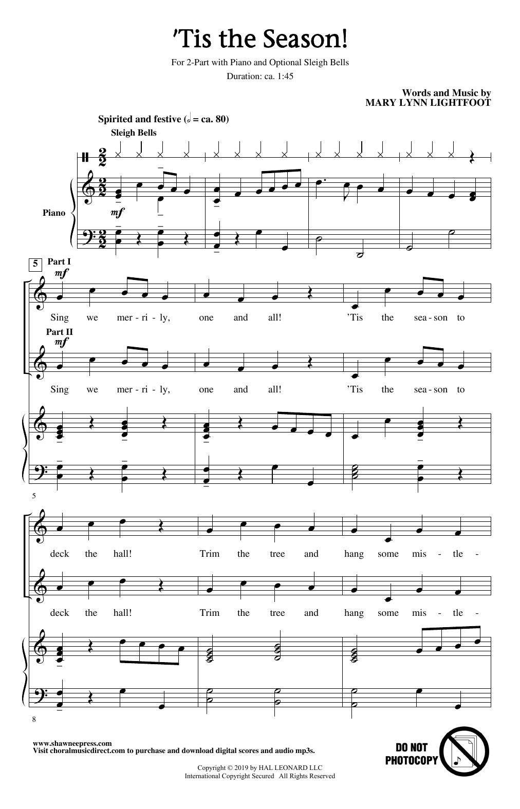 Mary Lynn Lightfoot 'Tis The Season! Sheet Music Notes & Chords for 2-Part Choir - Download or Print PDF