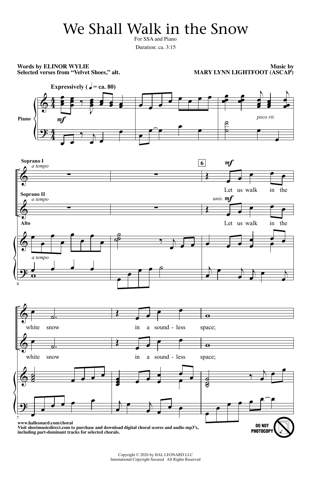 Mary Lynn Lightfoot We Shall Walk In The Snow Sheet Music Notes & Chords for SSA Choir - Download or Print PDF