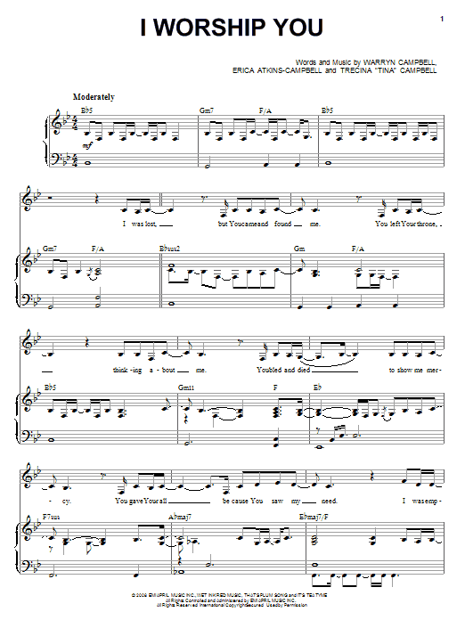 Mary Mary I Worship You Sheet Music Notes & Chords for Piano, Vocal & Guitar (Right-Hand Melody) - Download or Print PDF