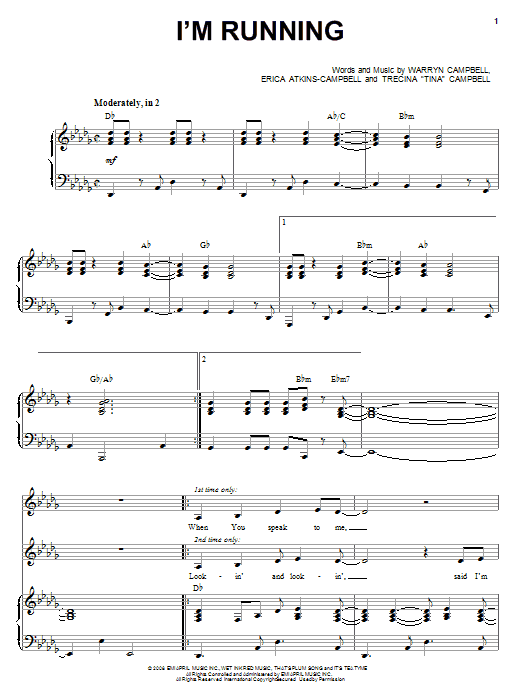 Mary Mary I'm Running Sheet Music Notes & Chords for Piano, Vocal & Guitar (Right-Hand Melody) - Download or Print PDF