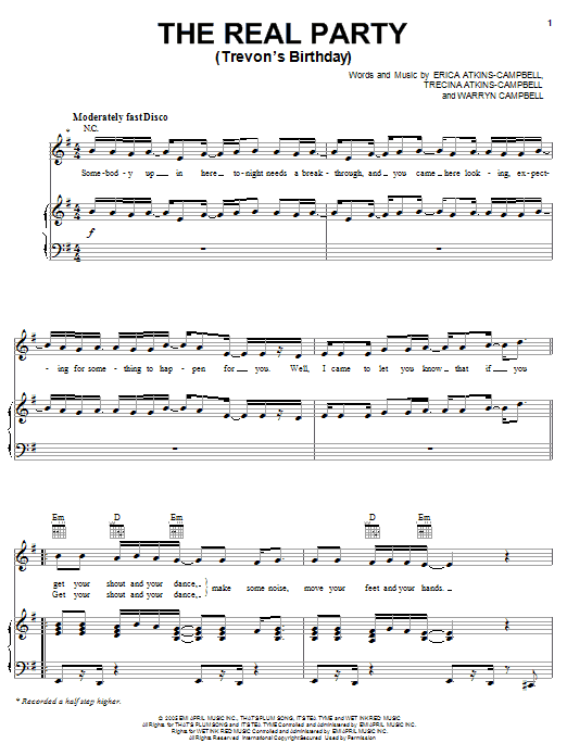 Mary Mary The Real Party (Trevon's Birthday) Sheet Music Notes & Chords for Piano, Vocal & Guitar (Right-Hand Melody) - Download or Print PDF Mary Mary The Real Party (Trevon's Birthday) Sheet Music Notes & Chords for Piano, Vocal & Guitar (Right-Hand Melody) - Download or Print PDF