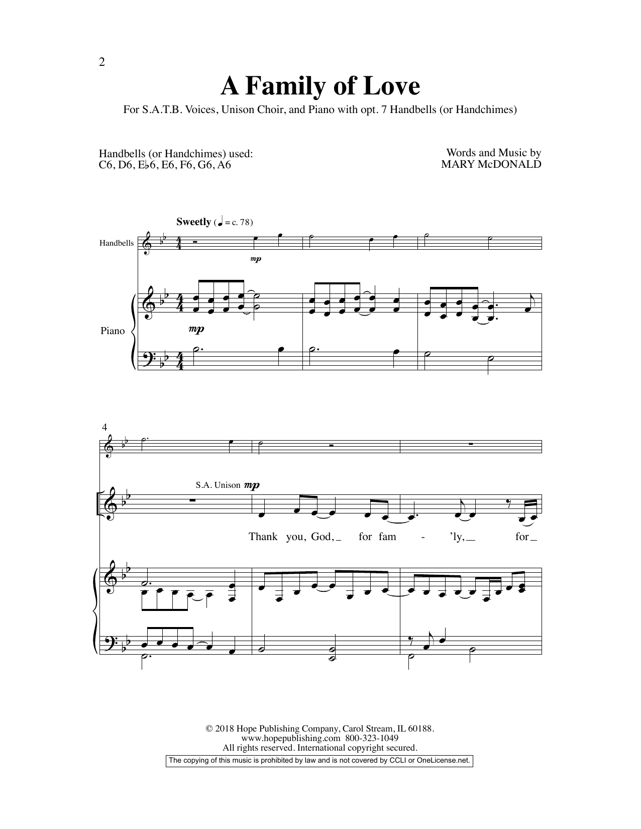 Mary McDonald A Family Of Love Sheet Music Notes & Chords for Choral - Download or Print PDF