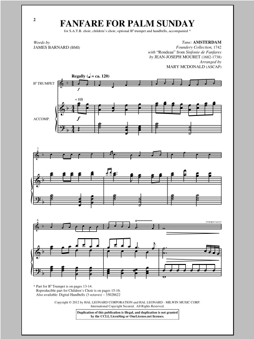 Mary McDonald Fanfare For Palm Sunday Sheet Music Notes & Chords for Handbells - Download or Print PDF