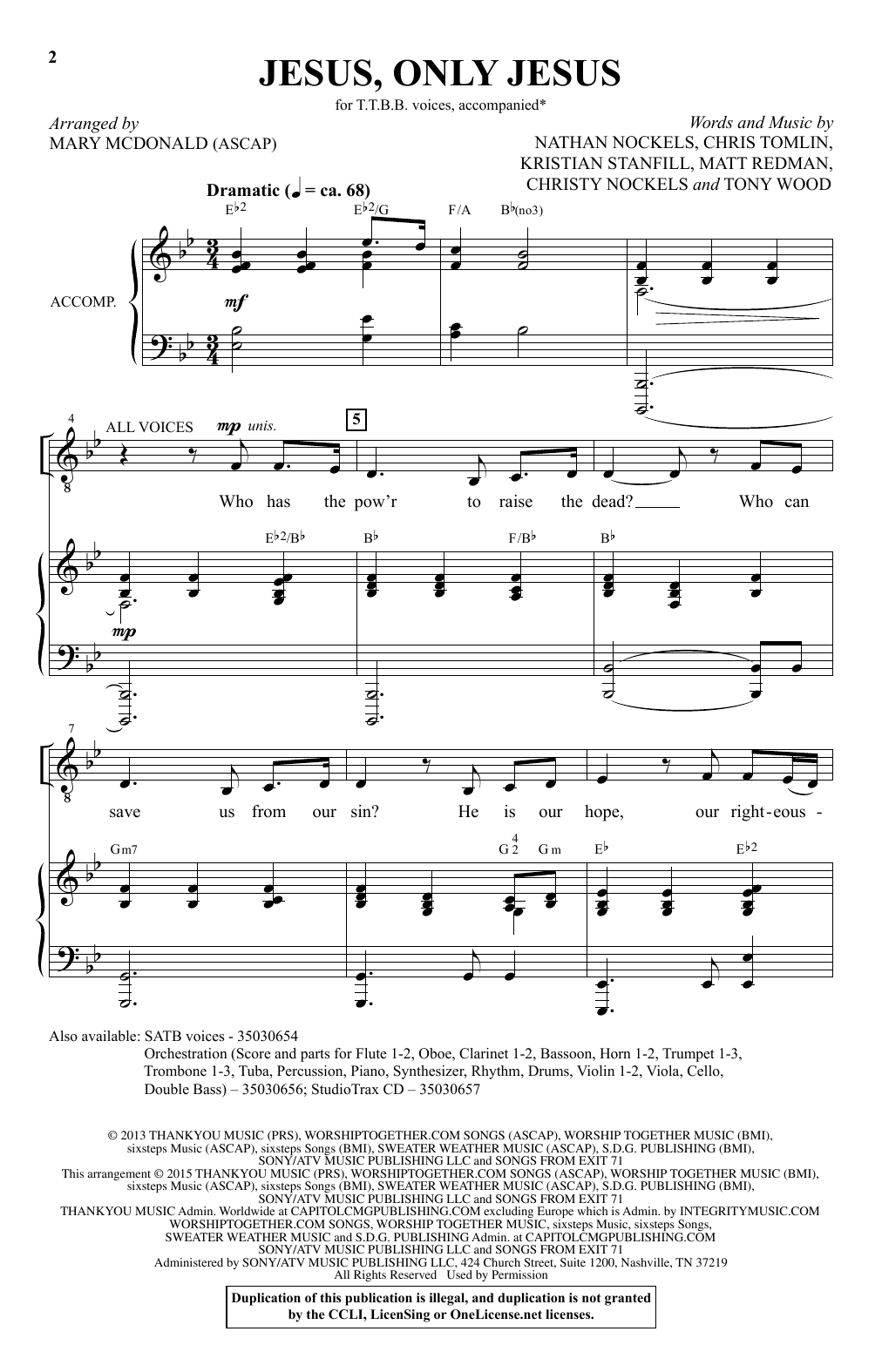 Mary McDonald Jesus, Only Jesus Sheet Music Notes & Chords for TTBB - Download or Print PDF