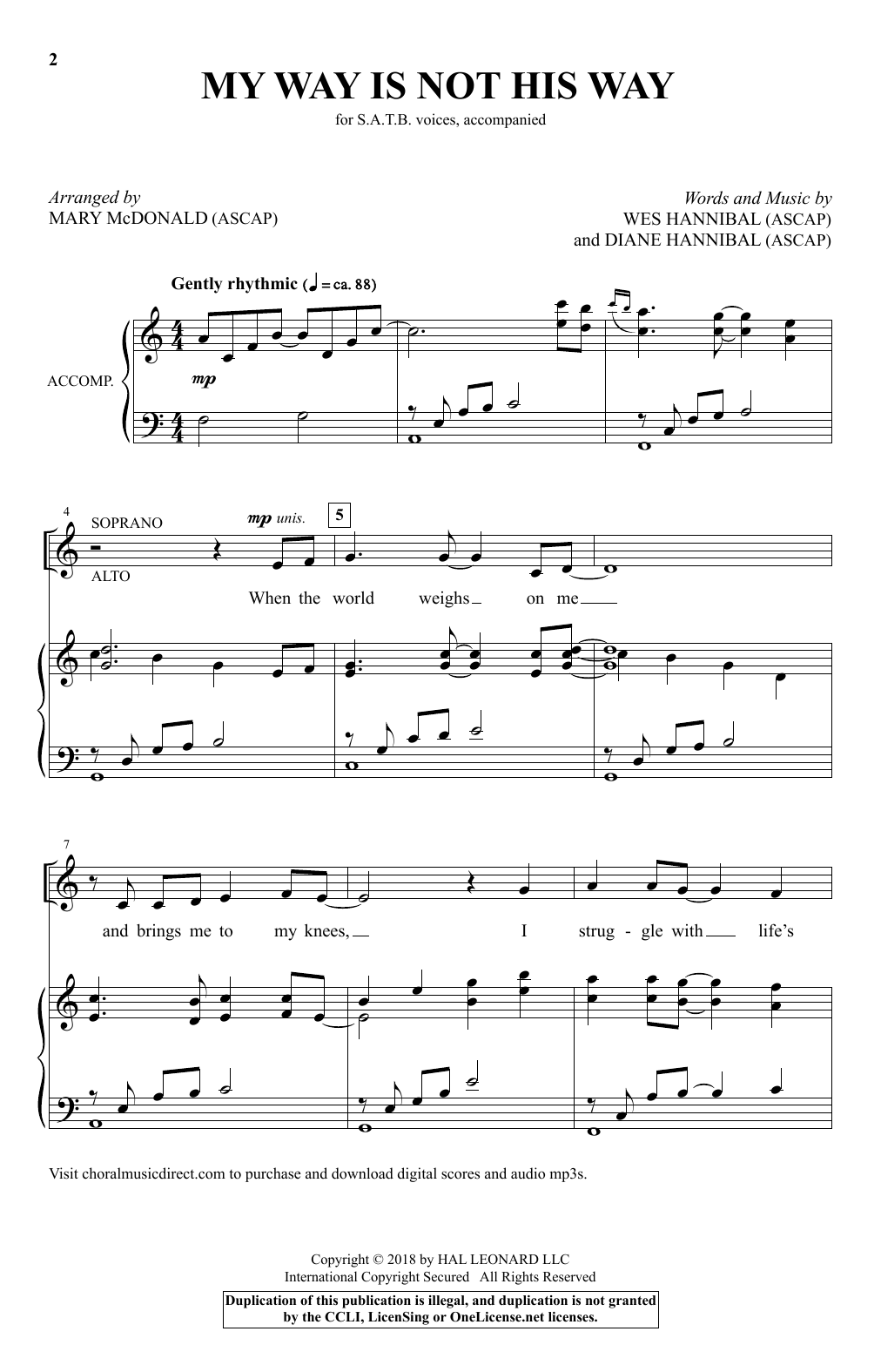Mary McDonald My Way Is Not His Way Sheet Music Notes & Chords for SATB - Download or Print PDF