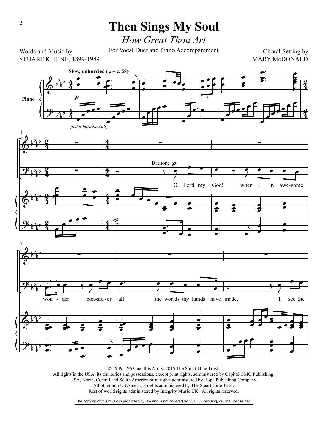 Mary McDonald Then Sings My Soul (how Great Thou Art) Sheet Music Notes & Chords for Piano & Vocal - Download or Print PDF