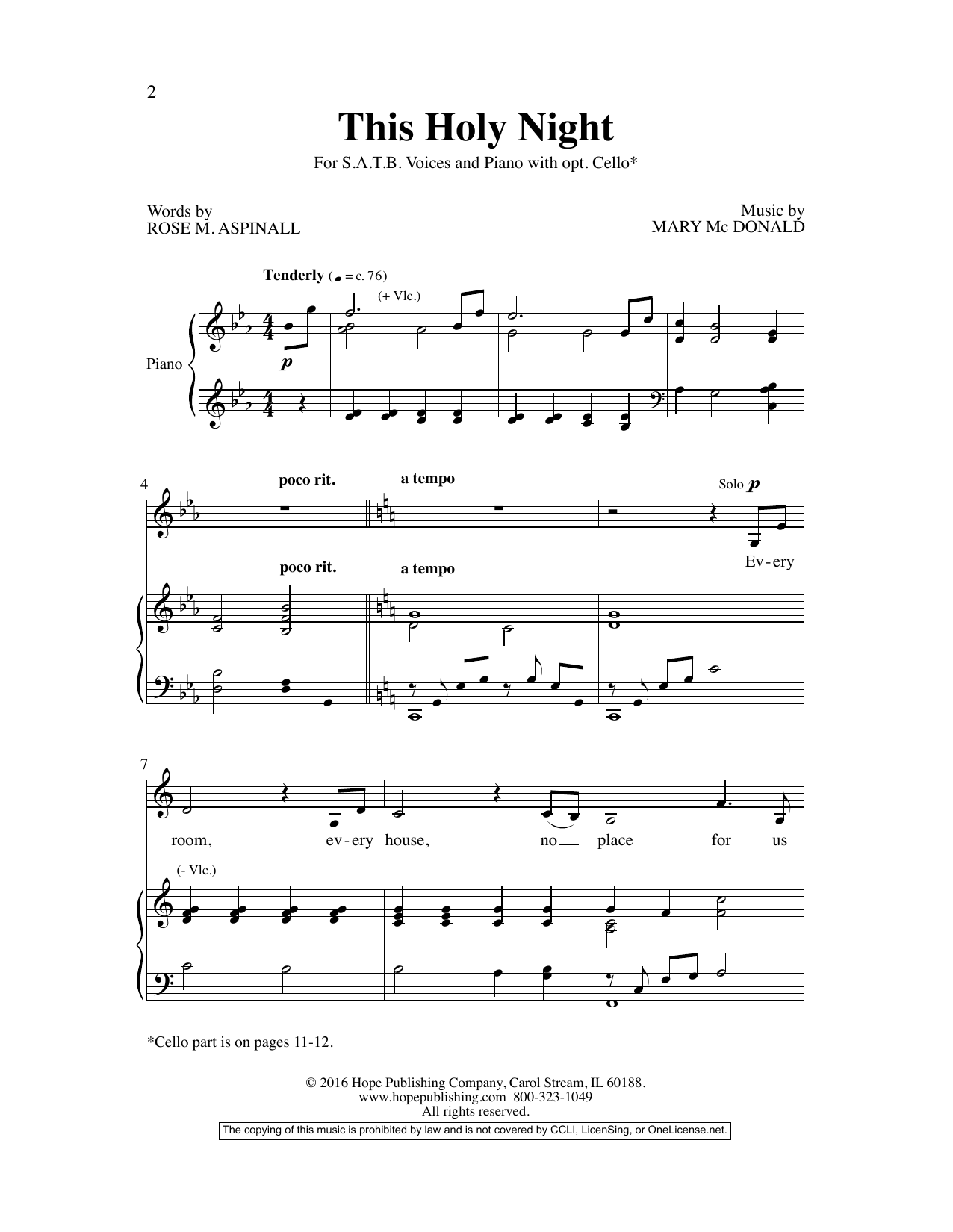 Mary McDonald This Holy Night Sheet Music Notes & Chords for Choir - Download or Print PDF