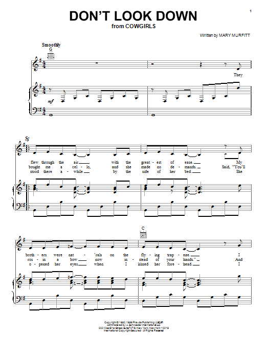 Mary Murfitt Don't Look Down Sheet Music Notes & Chords for Piano, Vocal & Guitar (Right-Hand Melody) - Download or Print PDF