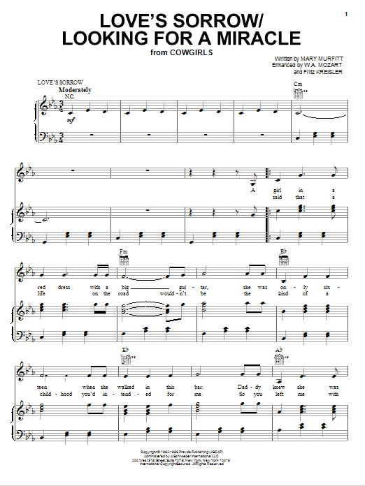 Mary Murfitt Love's Sorrow/Looking For A Miracle Sheet Music Notes & Chords for Piano, Vocal & Guitar (Right-Hand Melody) - Download or Print PDF