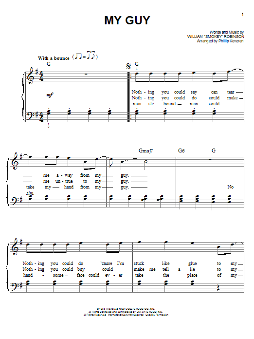Mary Wells My Guy Sheet Music Notes & Chords for Easy Piano - Download or Print PDF