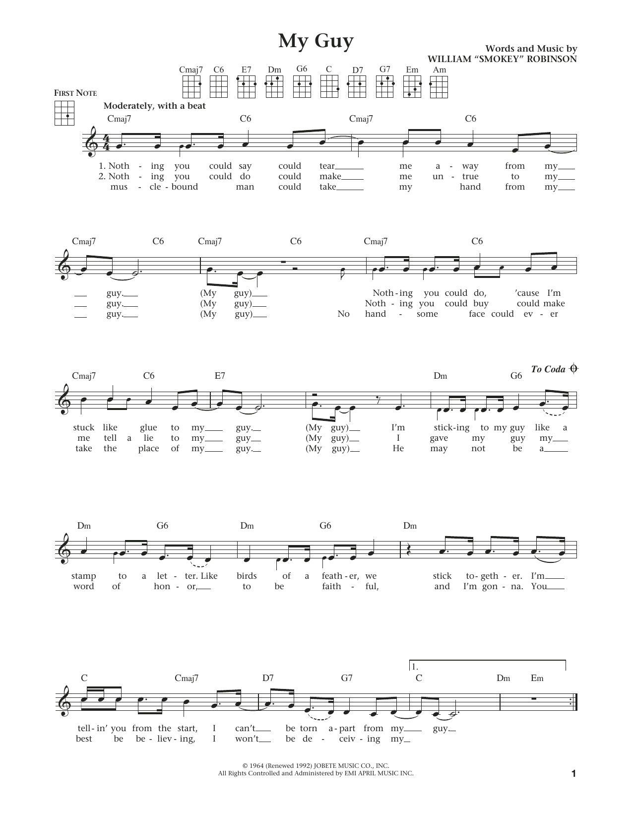Mary Wells My Guy (from The Daily Ukulele) (arr. Liz and Jim Beloff) Sheet Music Notes & Chords for Ukulele - Download or Print PDF