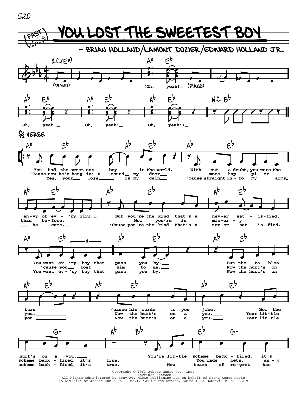 Mary Wells You Lost The Sweetest Boy Sheet Music Notes & Chords for Real Book – Melody & Chords - Download or Print PDF