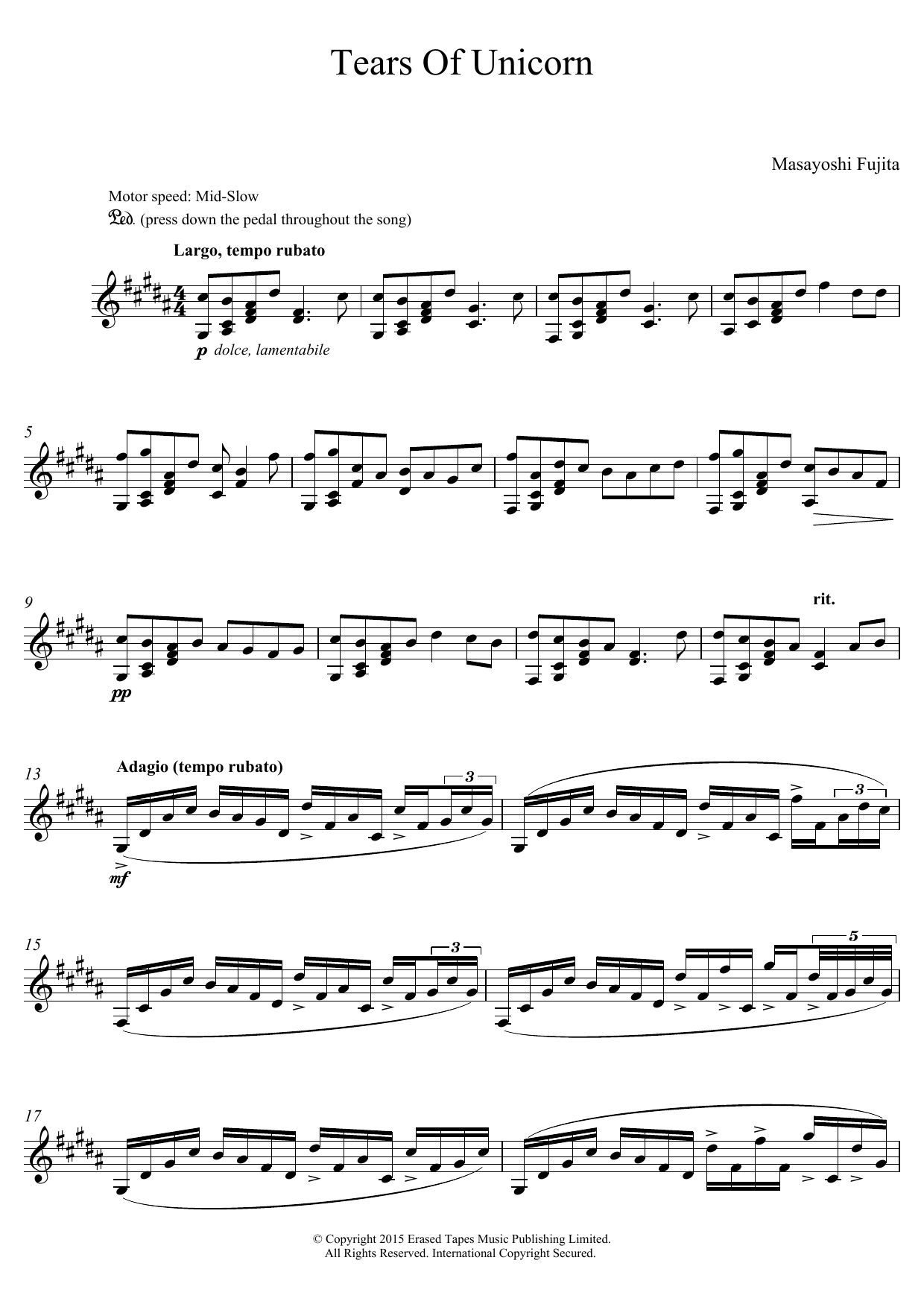 Masayoshi Fujita Tears Of Unicorn Sheet Music Notes & Chords for Vibraphone - Download or Print PDF