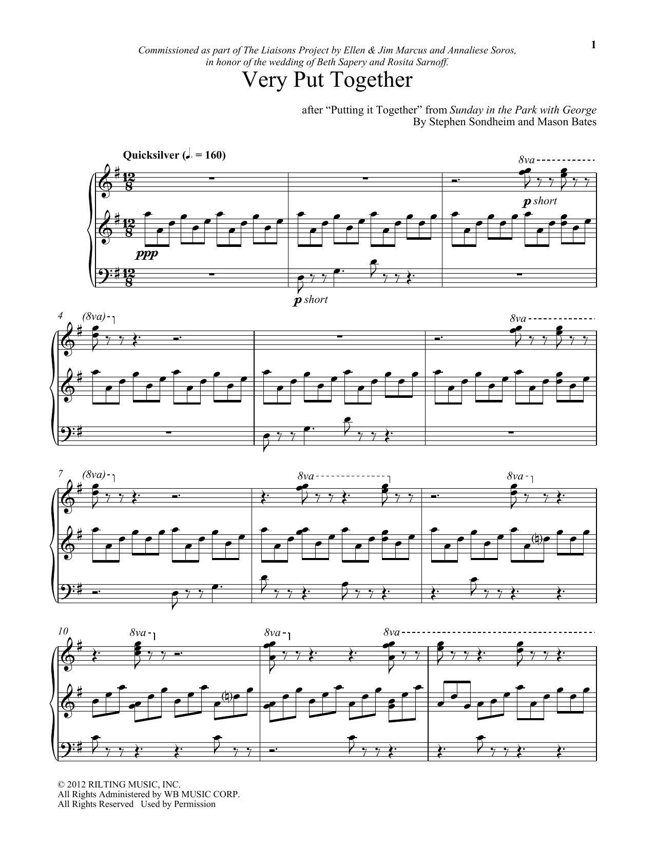 Mason Bates Very Put Together Sheet Music Notes & Chords for Piano - Download or Print PDF