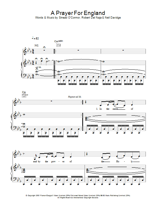 Massive Attack A Prayer For England Sheet Music Notes & Chords for Piano, Vocal & Guitar - Download or Print PDF