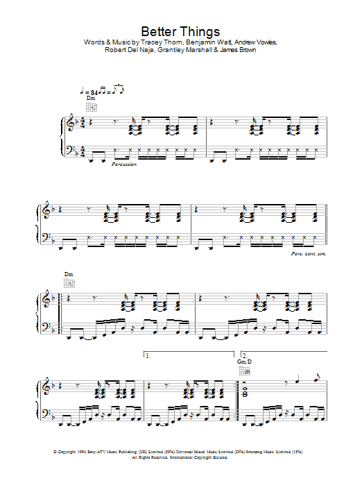 Massive Attack Better Things Sheet Music Notes & Chords for Piano, Vocal & Guitar - Download or Print PDF