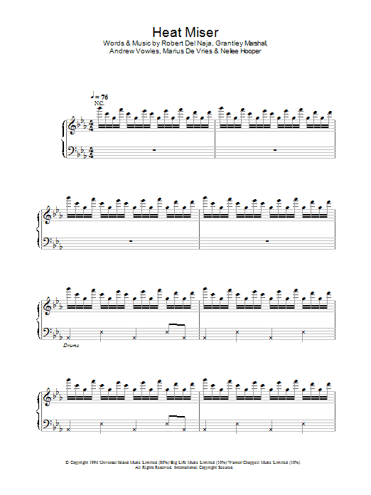 Massive Attack Heat Miser Sheet Music Notes & Chords for Piano - Download or Print PDF