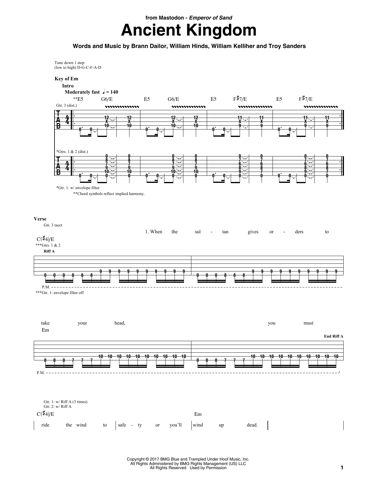 Mastodon Ancient Kingdom Sheet Music Notes & Chords for Guitar Tab - Download or Print PDF