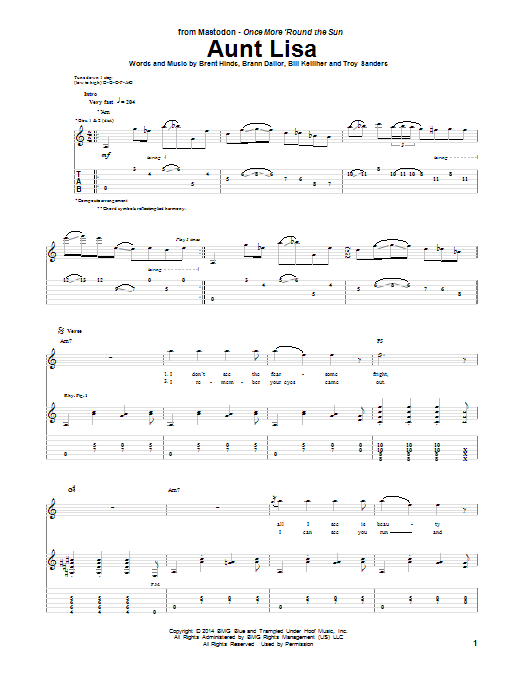 Mastodon Aunt Lisa Sheet Music Notes & Chords for Guitar Tab - Download or Print PDF
