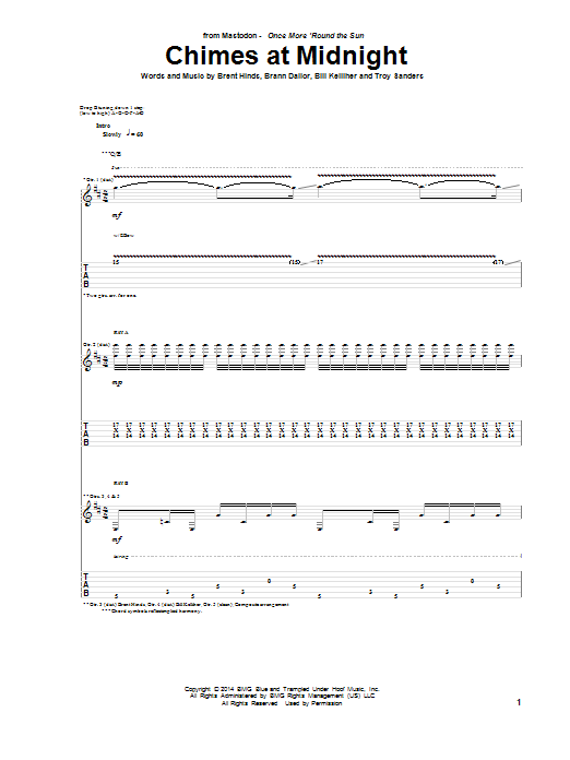 Mastodon Chimes At Midnight Sheet Music Notes & Chords for Guitar Tab - Download or Print PDF