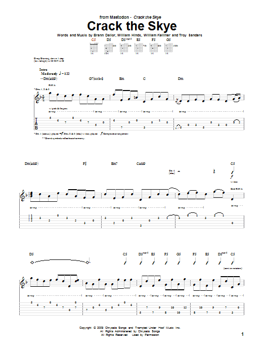 Mastodon Crack The Skye Sheet Music Notes & Chords for Bass Guitar Tab - Download or Print PDF