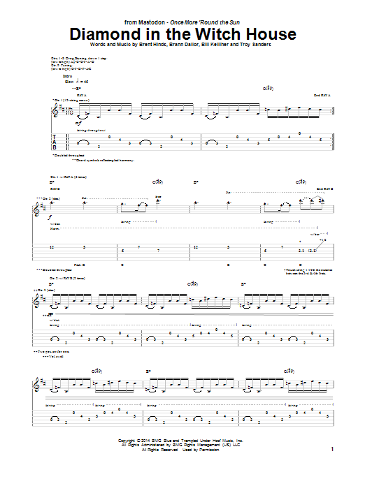 Mastodon Diamond In The Witch House Sheet Music Notes & Chords for Guitar Tab - Download or Print PDF