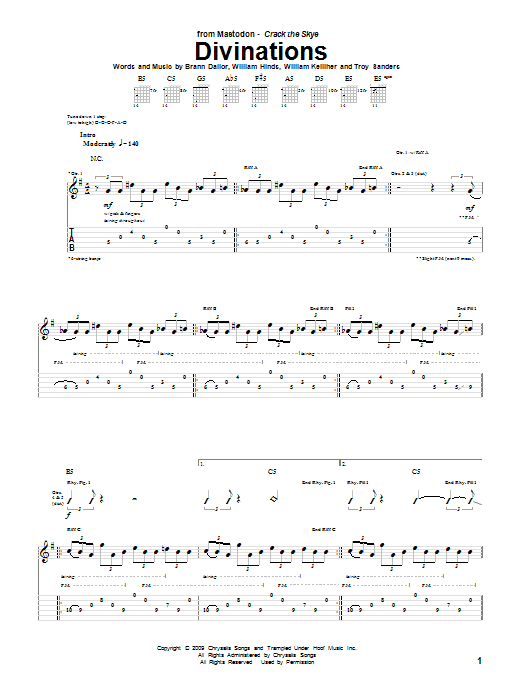 Mastodon Divinations Sheet Music Notes & Chords for Bass Guitar Tab - Download or Print PDF