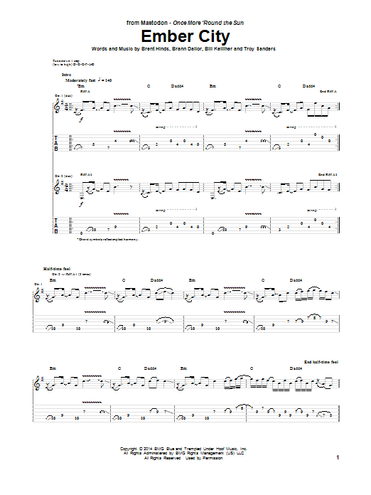 Mastodon Ember City Sheet Music Notes & Chords for Guitar Tab - Download or Print PDF