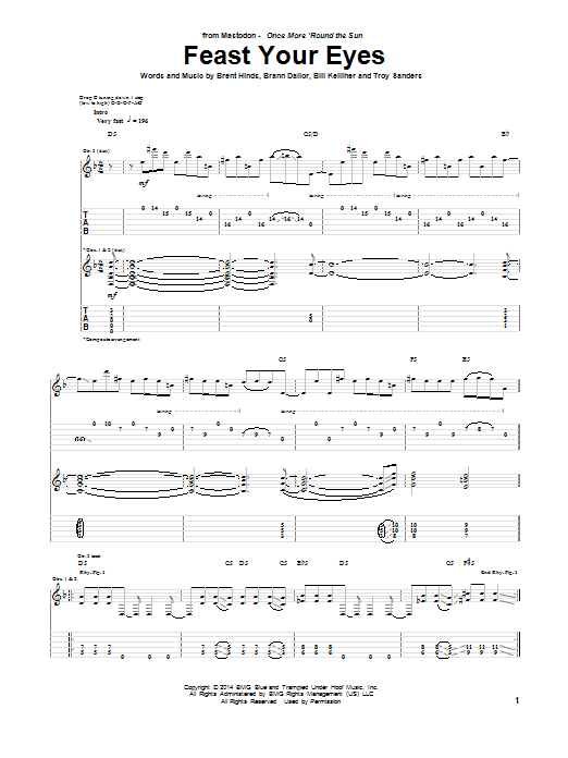 Mastodon Feast Your Eyes Sheet Music Notes & Chords for Guitar Tab - Download or Print PDF