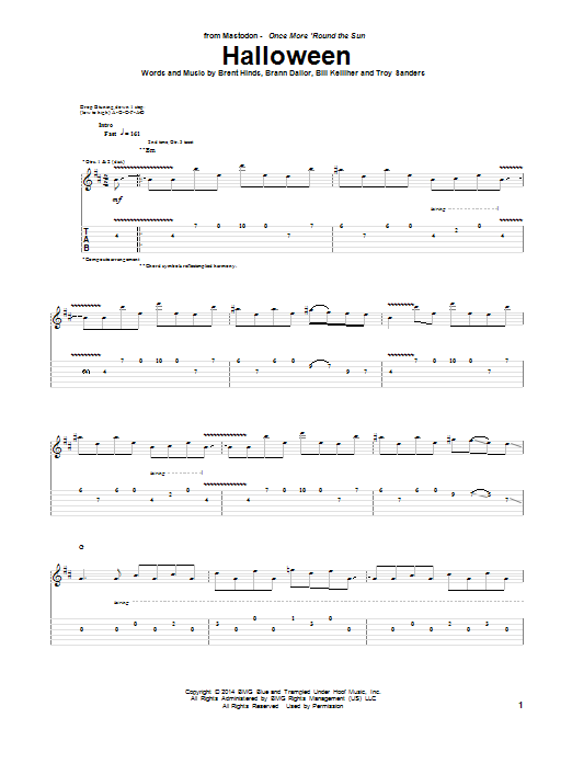 Mastodon Halloween Sheet Music Notes & Chords for Guitar Tab - Download or Print PDF