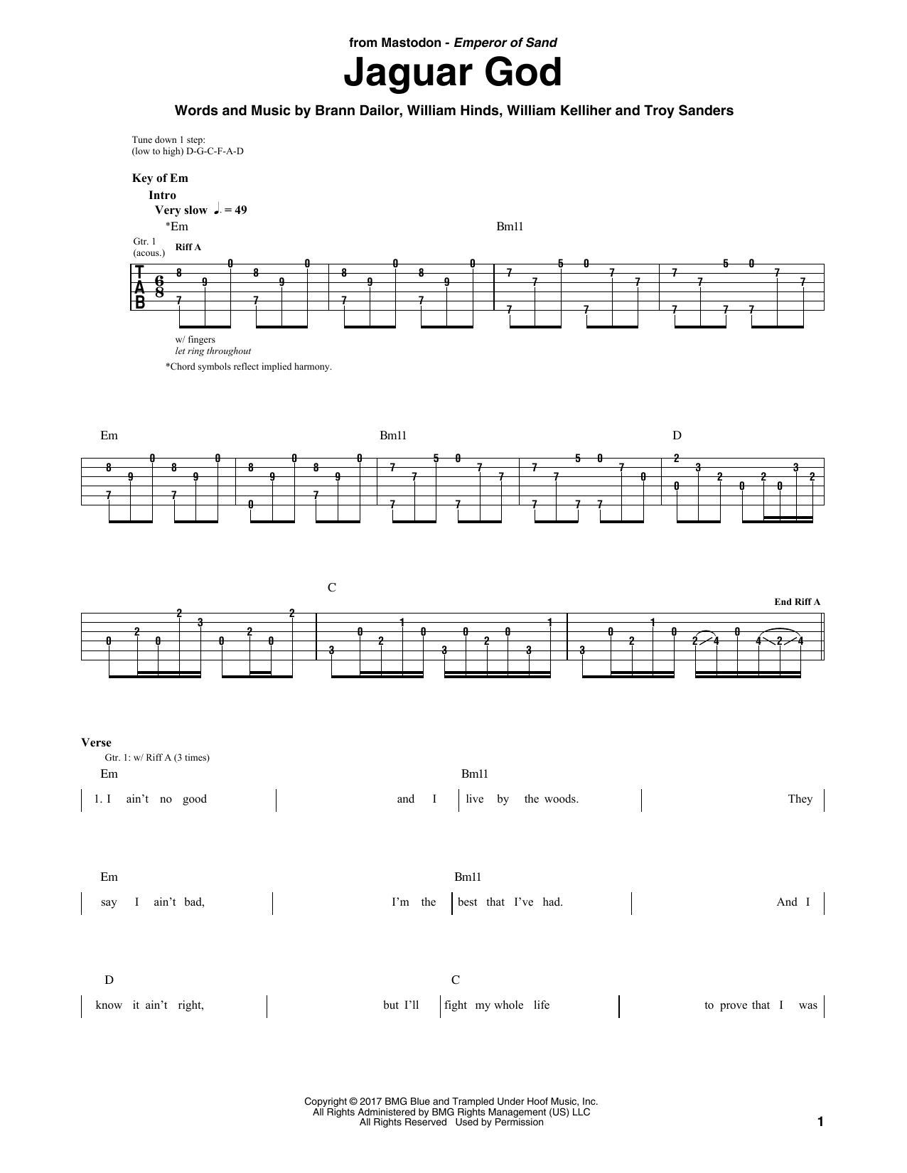 Mastodon Jaguar God Sheet Music Notes & Chords for Guitar Tab - Download or Print PDF