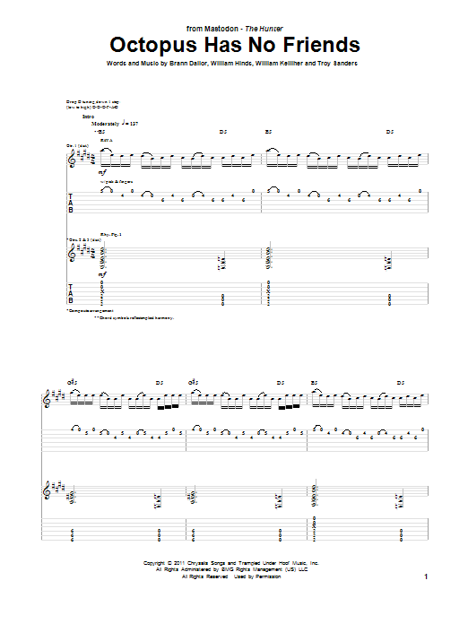 Mastodon Octopus Has No Friends Sheet Music Notes & Chords for Guitar Tab - Download or Print PDF