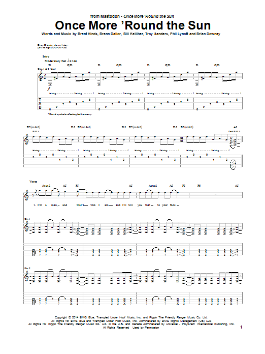 Mastodon Once More 'Round The Sun Sheet Music Notes & Chords for Guitar Tab - Download or Print PDF