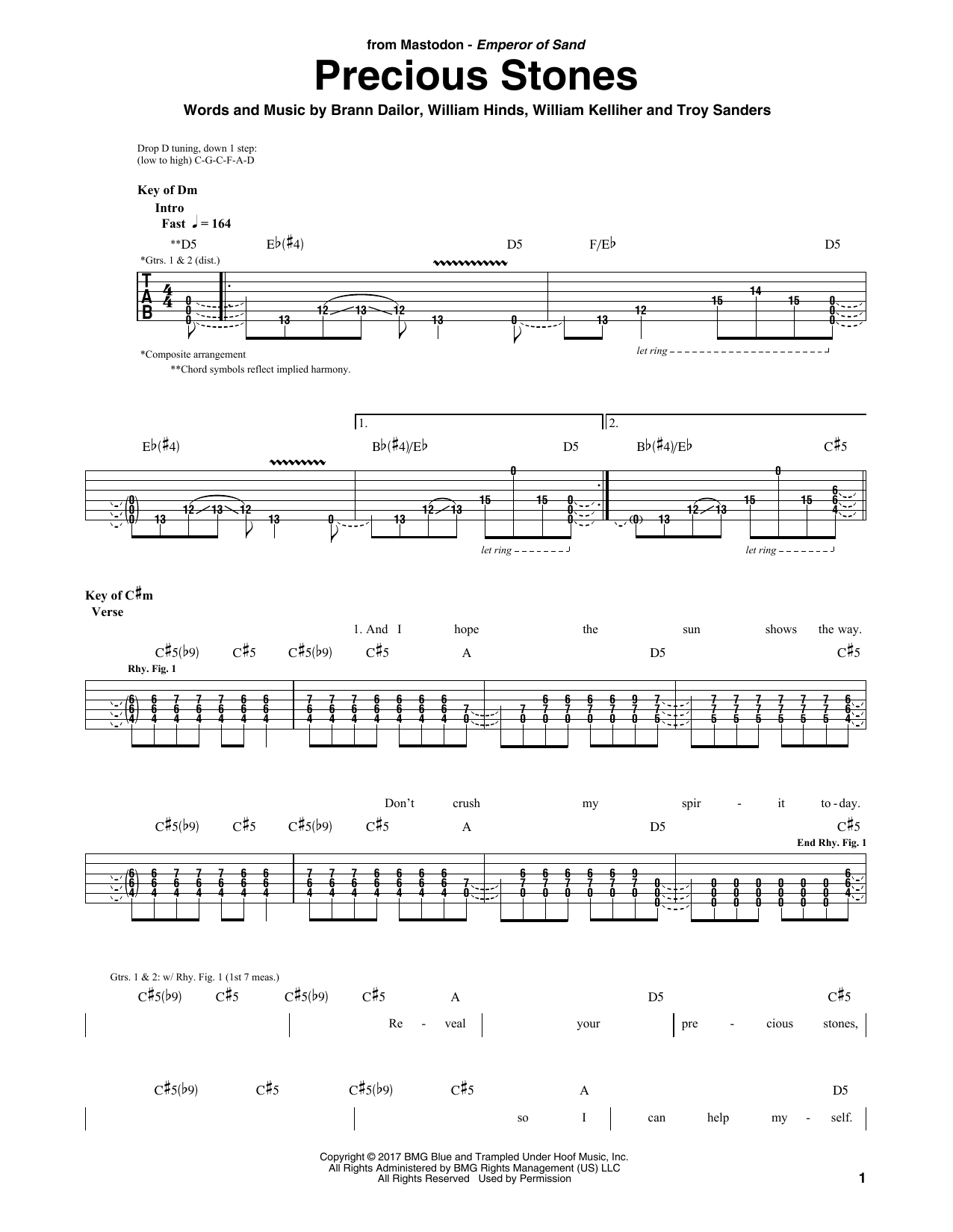 Mastodon Precious Stones Sheet Music Notes & Chords for Guitar Tab - Download or Print PDF