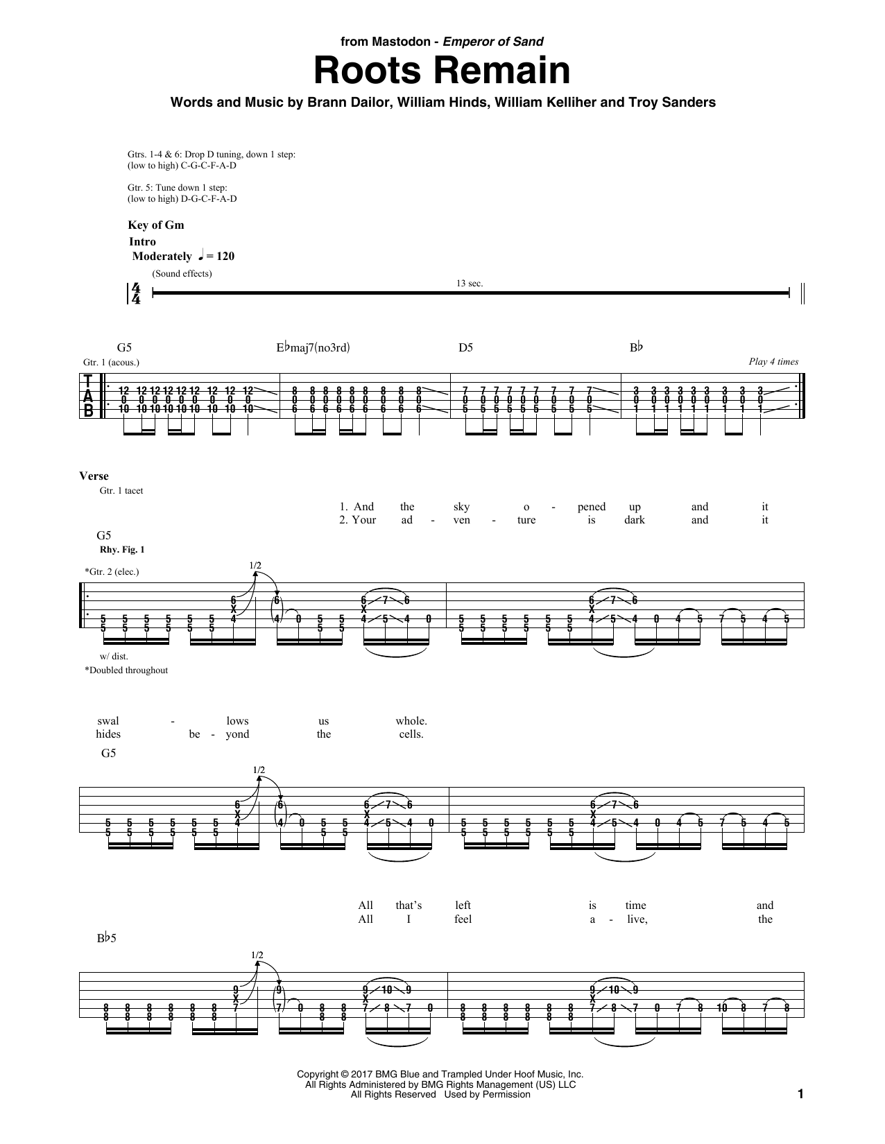 Mastodon Roots Remain Sheet Music Notes & Chords for Guitar Tab - Download or Print PDF
