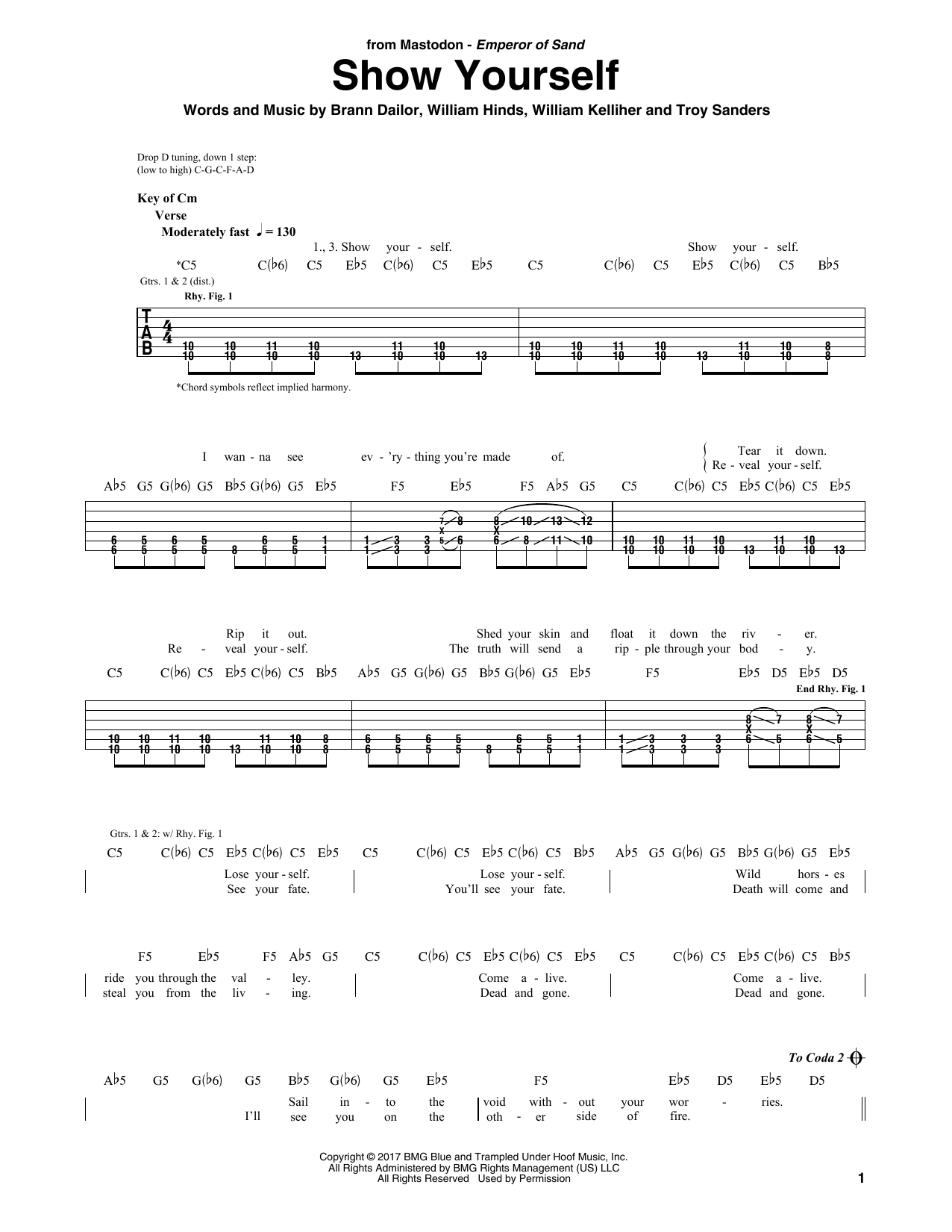 Mastodon Show Yourself Sheet Music Notes & Chords for Guitar Tab - Download or Print PDF
