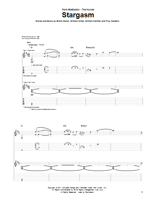 Mastodon Stargasm Sheet Music Notes & Chords for Guitar Tab - Download or Print PDF