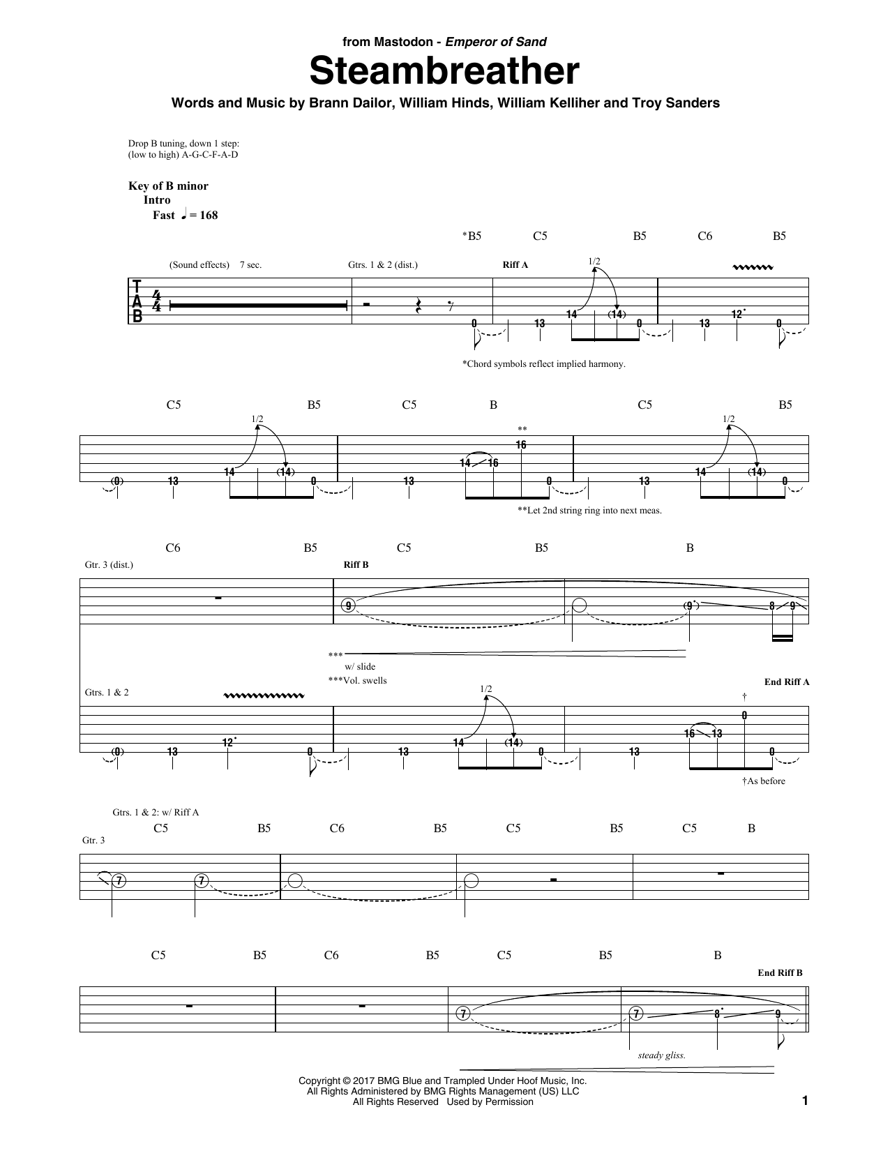 Mastodon Steambreather Sheet Music Notes & Chords for Guitar Tab - Download or Print PDF
