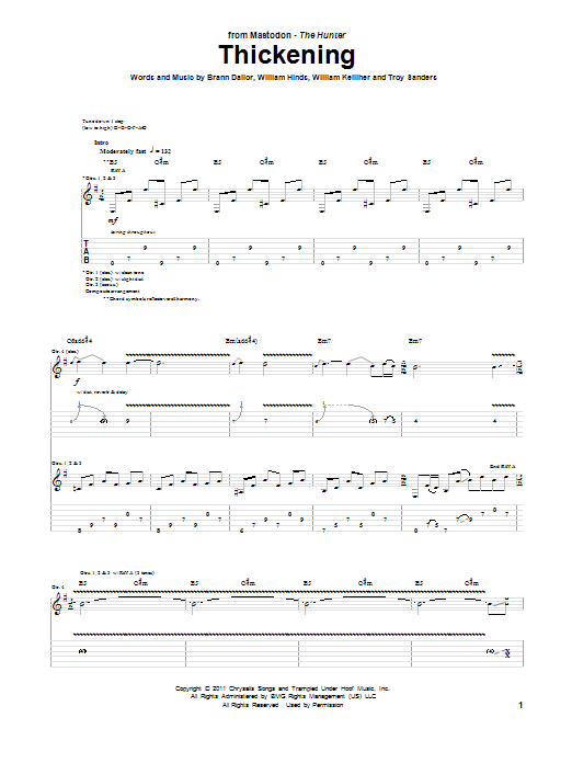 Mastodon Thickening Sheet Music Notes & Chords for Guitar Tab - Download or Print PDF