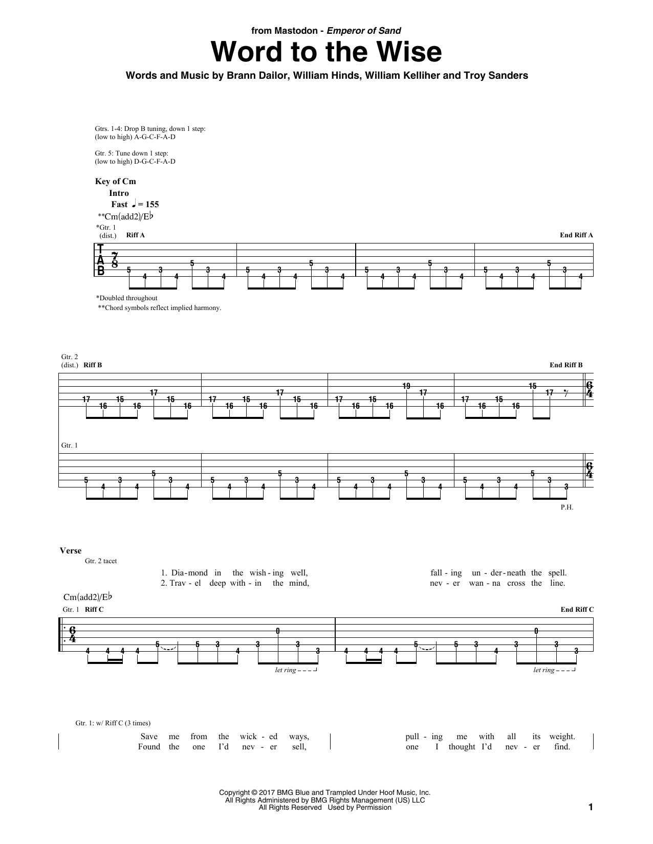 Mastodon Word To The Wise Sheet Music Notes & Chords for Guitar Tab - Download or Print PDF