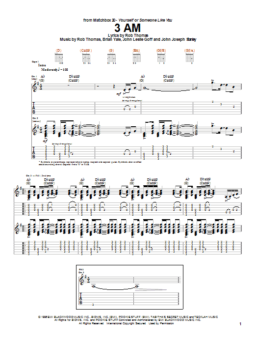 Matchbox Twenty 3 AM Sheet Music Notes & Chords for Ukulele with strumming patterns - Download or Print PDF