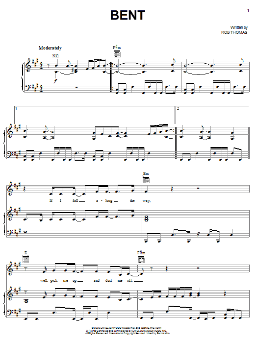 Matchbox Twenty Bent Sheet Music Notes & Chords for Easy Guitar Tab - Download or Print PDF