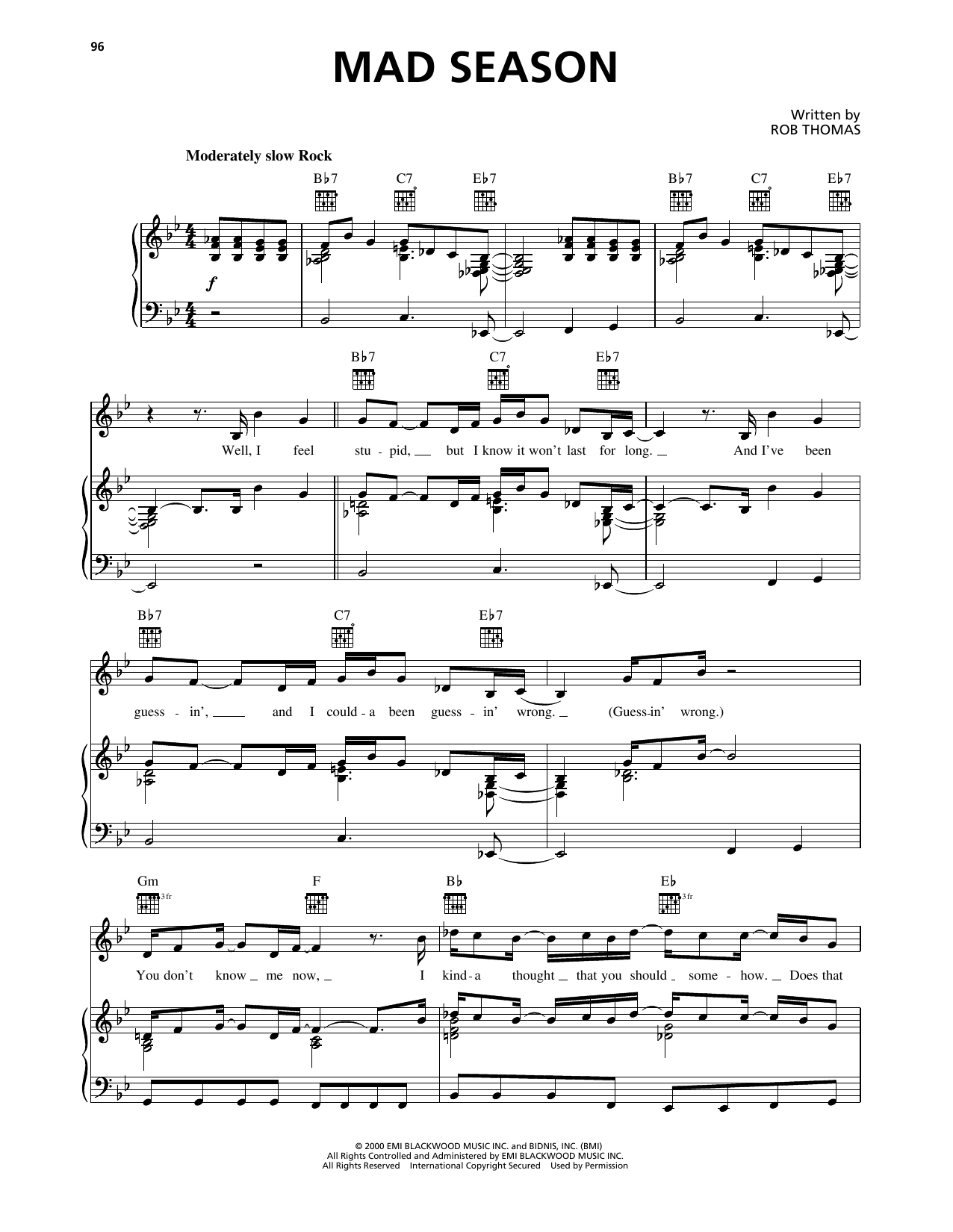 Matchbox Twenty Mad Season Sheet Music Notes & Chords for Piano, Vocal & Guitar Chords (Right-Hand Melody) - Download or Print PDF Matchbox Twenty Mad Season Sheet Music Notes & Chords for Piano, Vocal & Guitar Chords (Right-Hand Melody) - Download or Print PDF