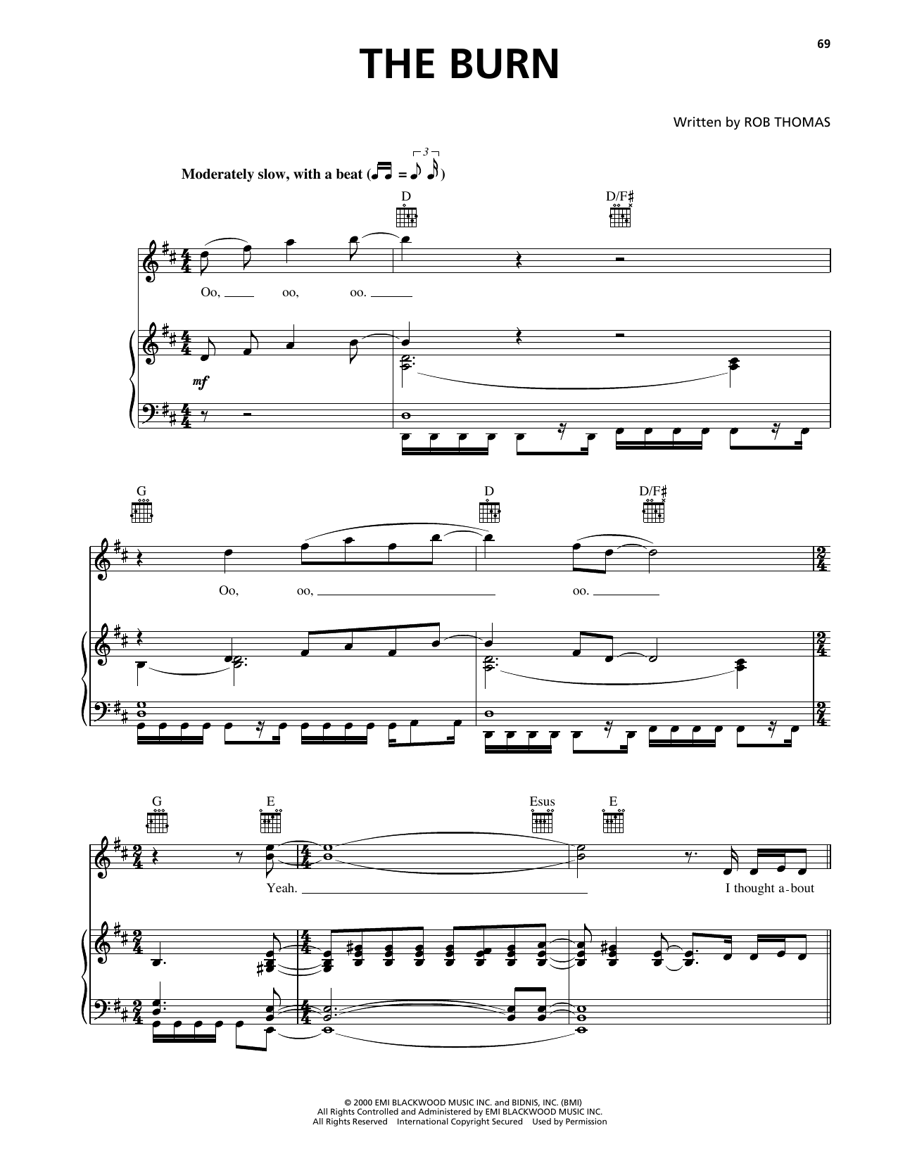Matchbox Twenty The Burn Sheet Music Notes & Chords for Piano, Vocal & Guitar Chords (Right-Hand Melody) - Download or Print PDF