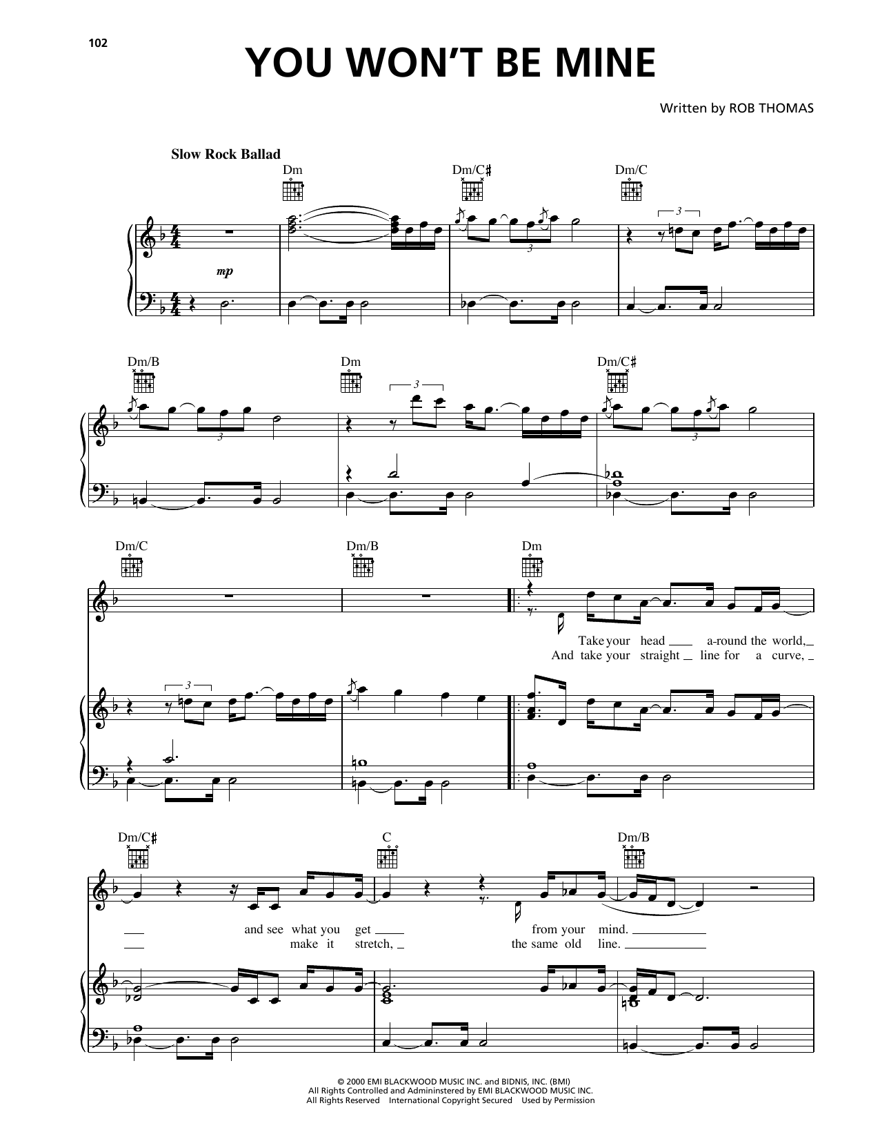 Matchbox Twenty You Won't Be Mine Sheet Music Notes & Chords for Piano, Vocal & Guitar Chords (Right-Hand Melody) - Download or Print PDF Matchbox Twenty You Won't Be Mine Sheet Music Notes & Chords for Piano, Vocal & Guitar Chords (Right-Hand Melody) - Download or Print PDF