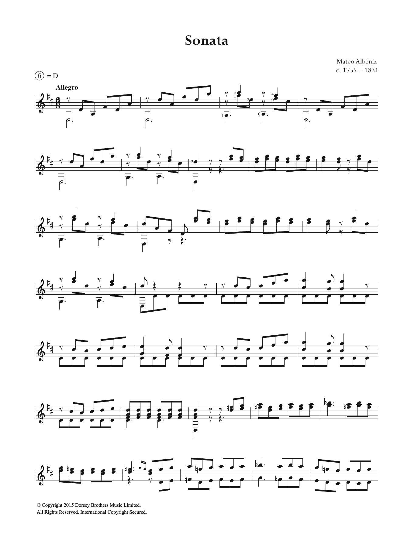 Mateo Albéniz Sonata Sheet Music Notes & Chords for Guitar - Download or Print PDF