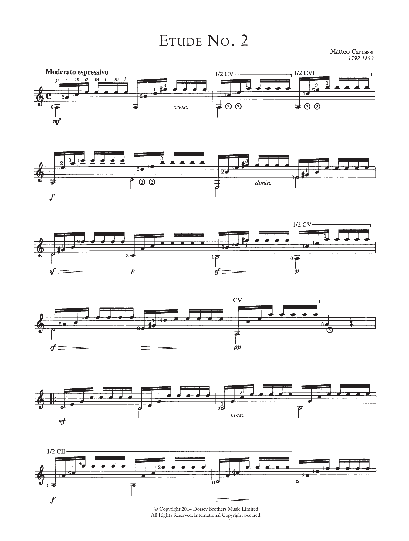 Mateo Carcassi Etude No.2 Sheet Music Notes & Chords for Guitar - Download or Print PDF
